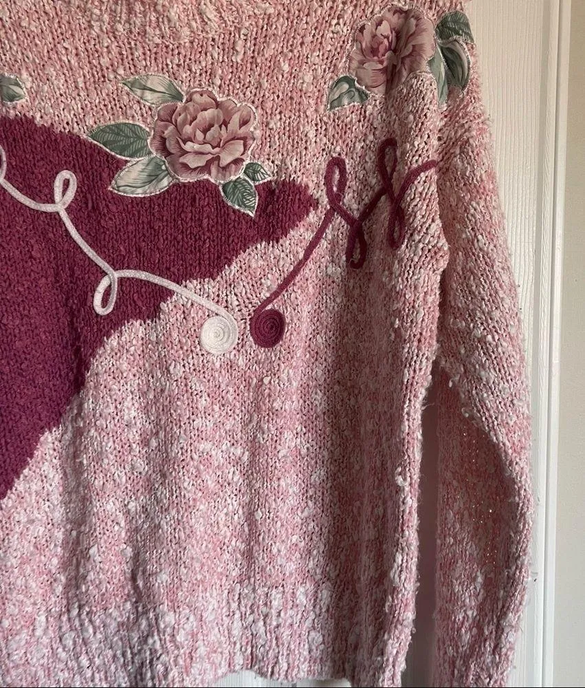 Vintage Cottagecore Floral Rose Grandma Sweater SZ M Size M - Image 4