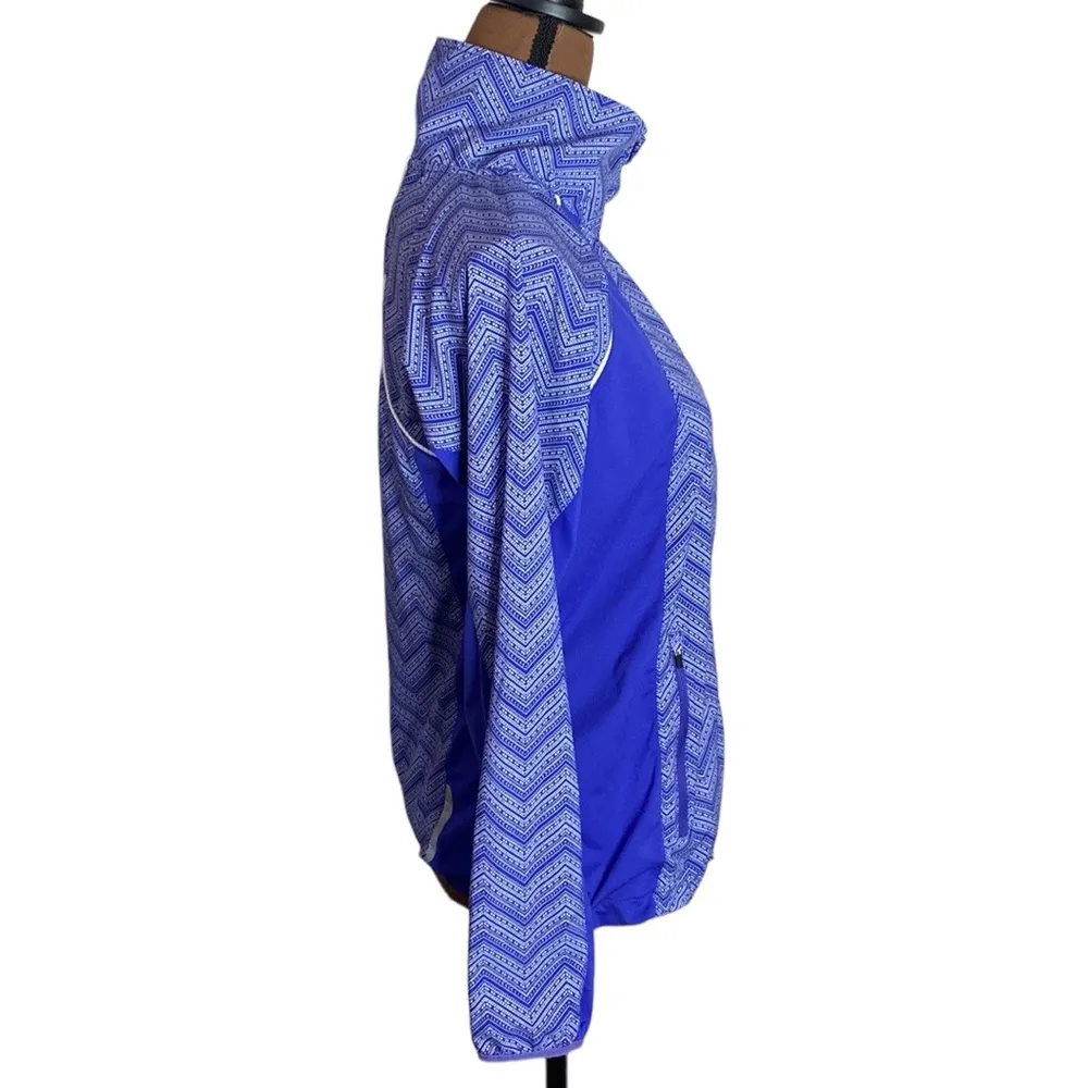Prana purple color block Chevron print high neck packable zip windbreaker sz S - Image 4