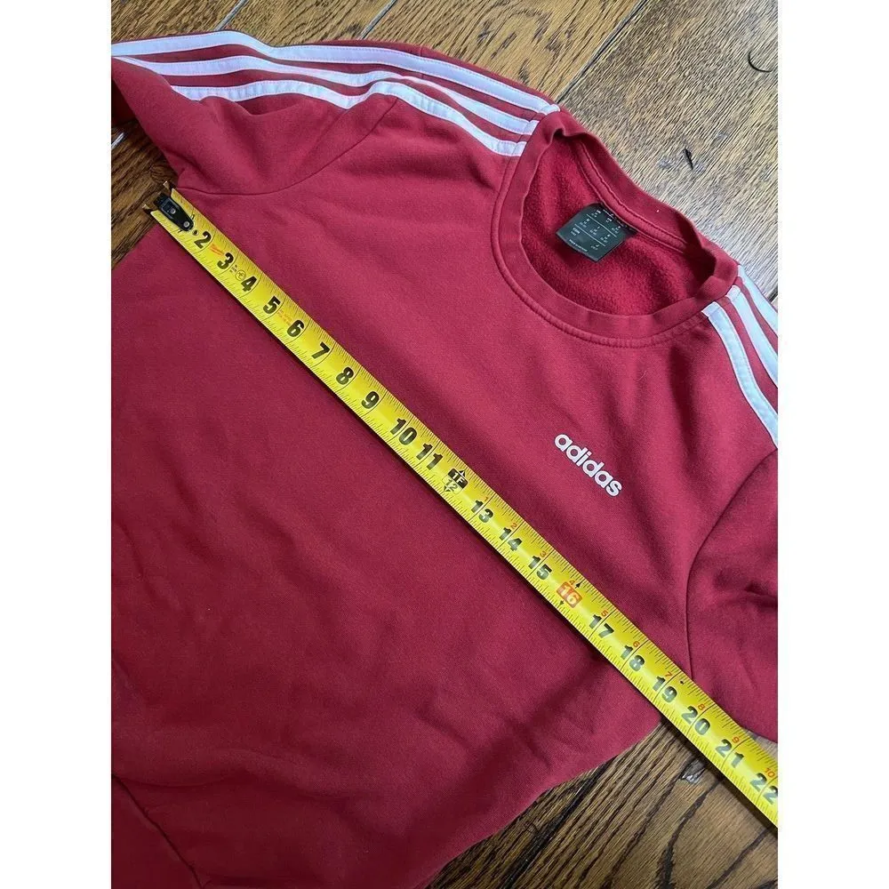 Adidas Essentials Women's Size Medium Red 3 Stripe Sweatshirt Pullover - Image 6