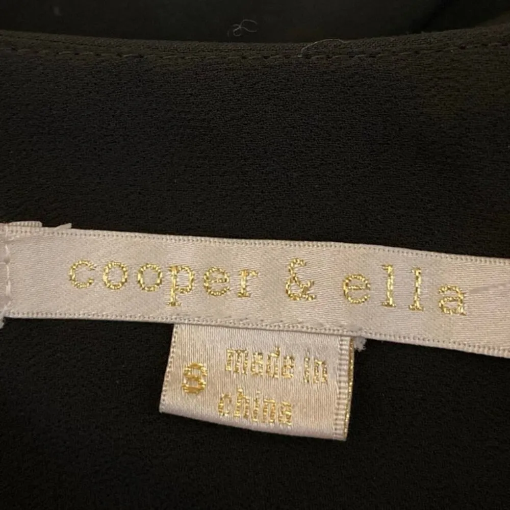 Cooper & Ella Women's Black V-Neck Long Bell Sleeve Tie Accent Blouse Top Size S - Image 3