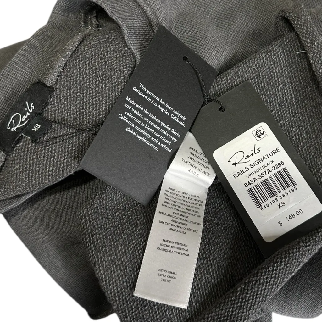 RAILS Signature Sweatshirt, Vintage Black, XS - Image 8