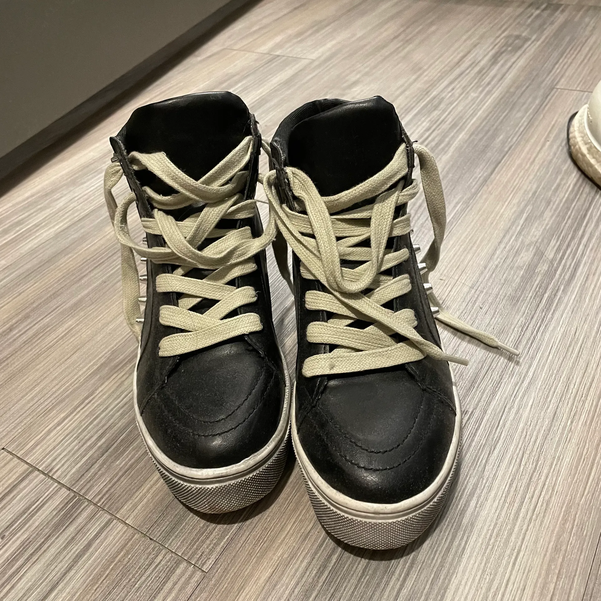 Black Studded High Top Shoes Size 6.5 - Image 2