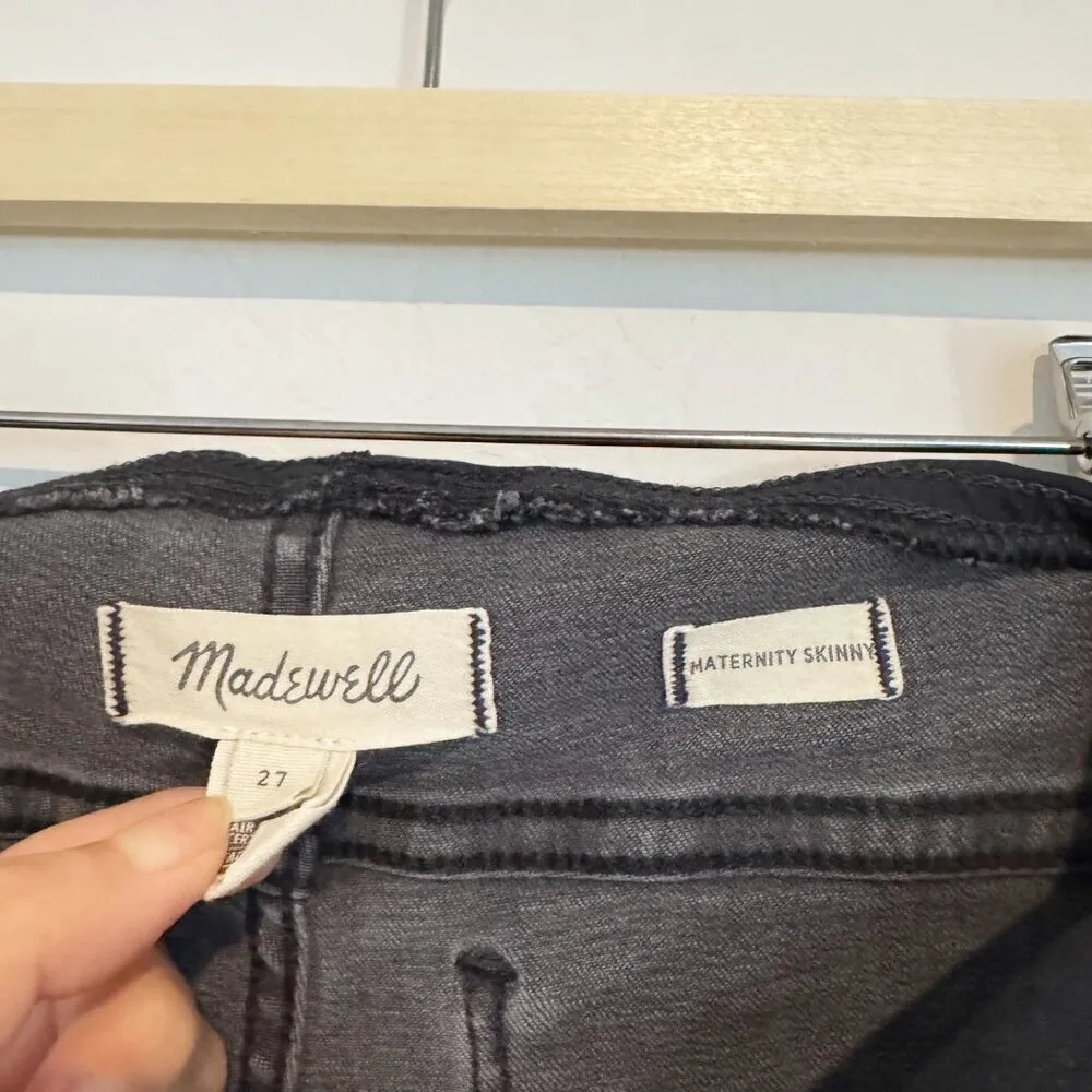 Madewell Denim Maternity Over The Belly Skinny Jeans Pregnancy Black Sea Size 27 - Image 5