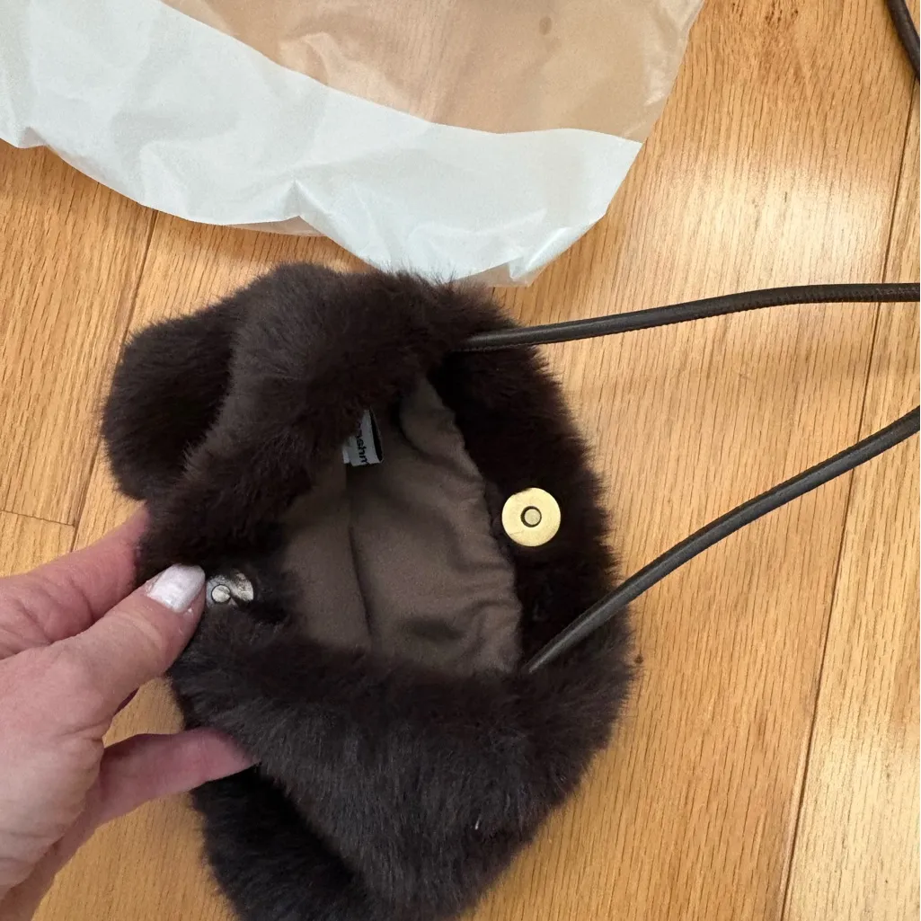 The Cashmere Project NEW Faux Fur Brown MINI Crossbody Bag - Image 2