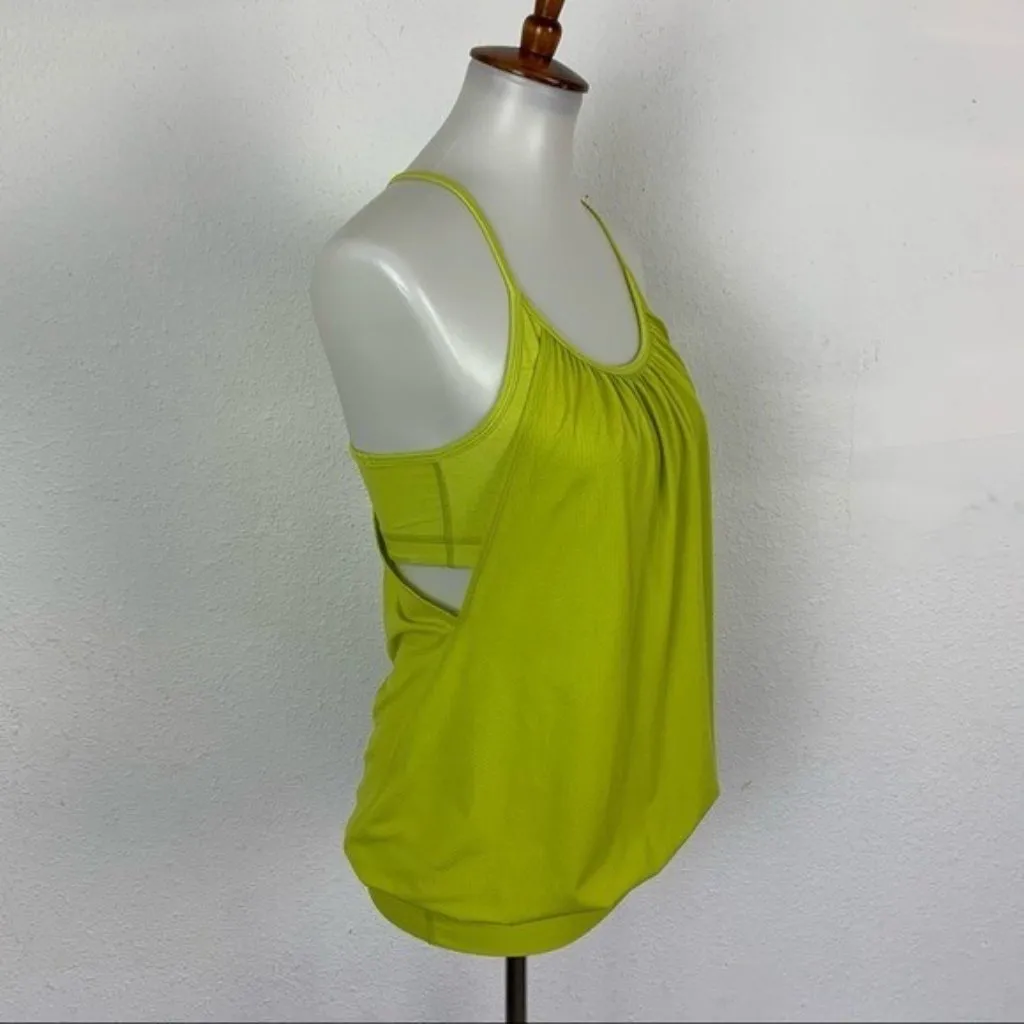 Lululemon Lime Green Racerback Tank Top Built In Bra Stretchy‎ Athleisure 6 - Image 3