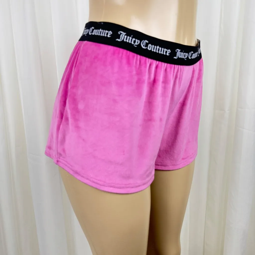 NWOT Juicy Couture Velour Velvet Fleece Bling Shorts Sleepwear MD Pink Spell Out - Image 4