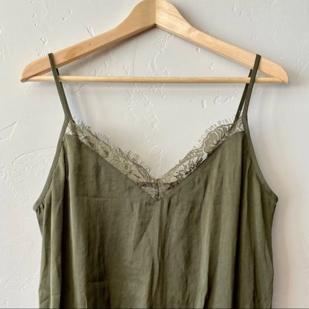 Socialite Women’s Lace Trim Satin Bodysuit Green NWT - Image 3