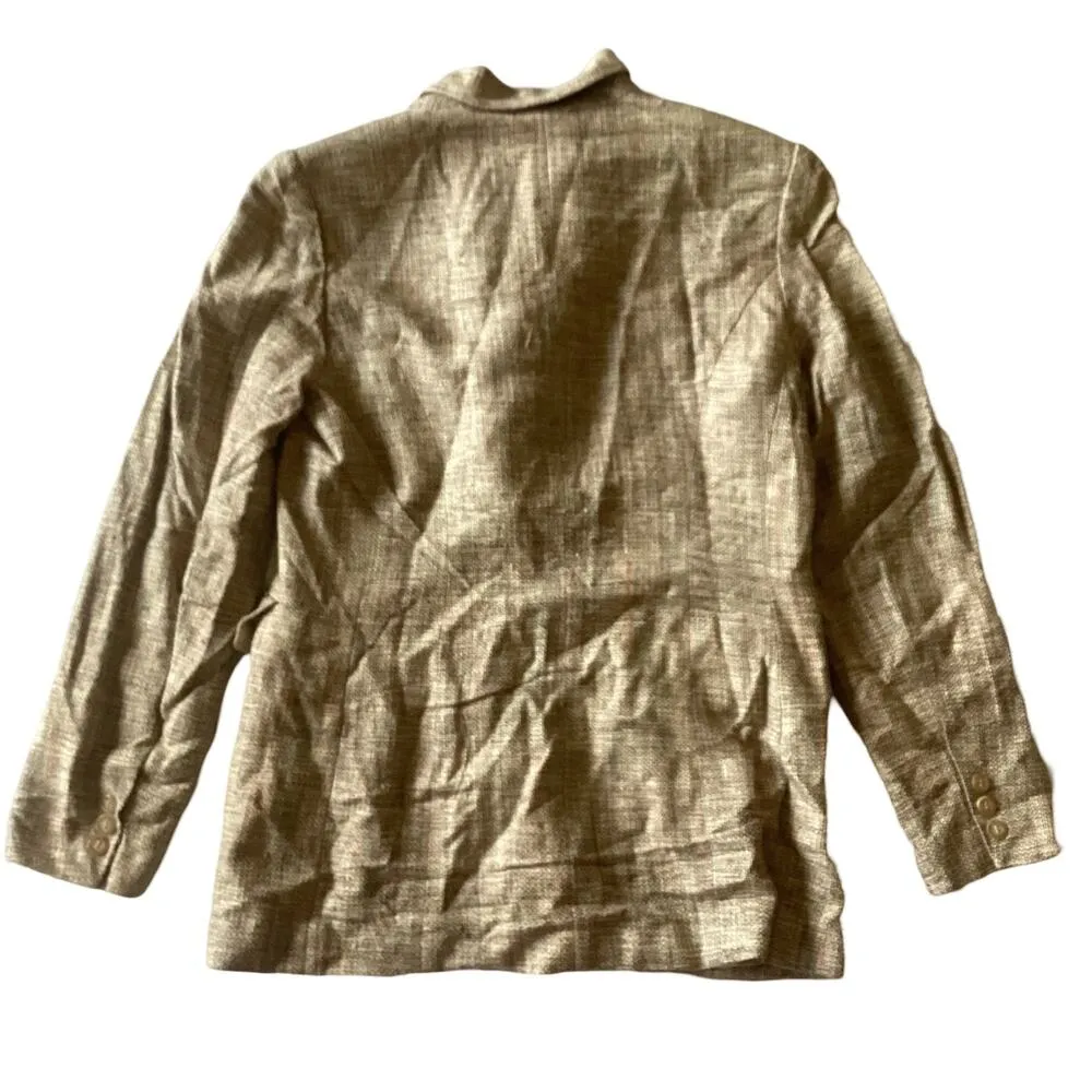 Saks Fifth Avenue Silk Blazer Tan Size 8 - Image 5