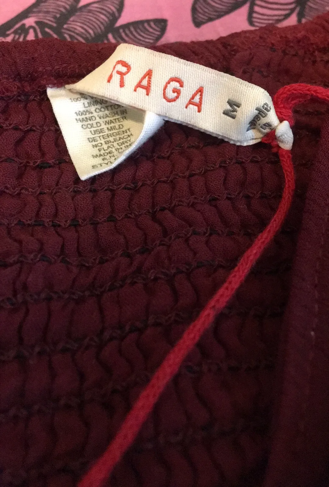 UO Anthro Revolve RAGA Red Leaf Print Knotted Crop Top $97 EUC M - Image 10