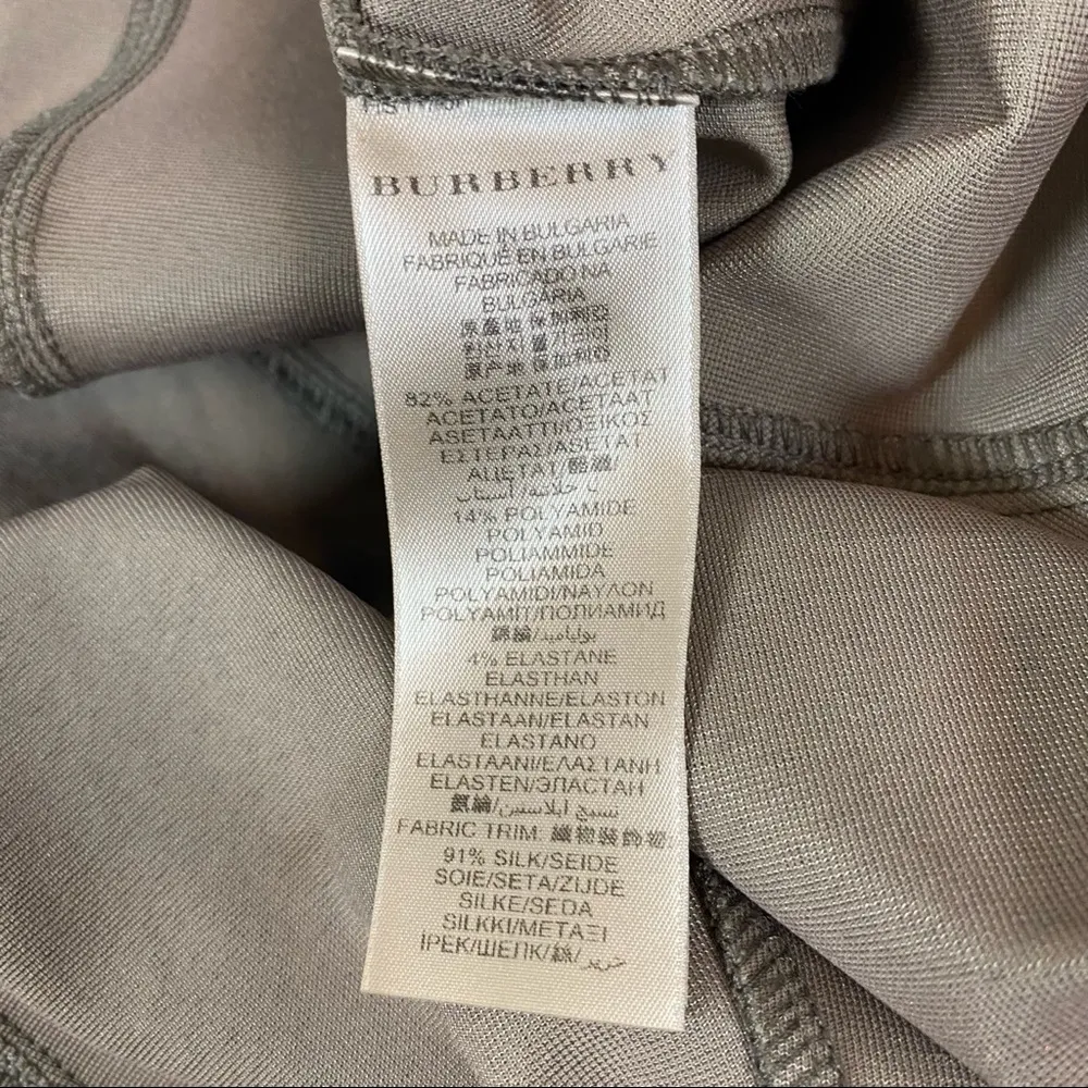 Burberry  Olive Brown Front Ruched Jersey Dress - Image 9