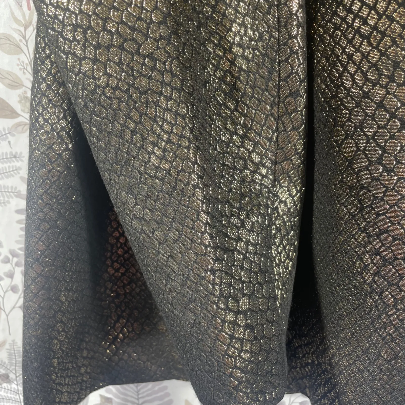 Anne Klein Metallic Gold Black Snakeskin Blazer Jacket‎ Button Evening Party L - Image 8