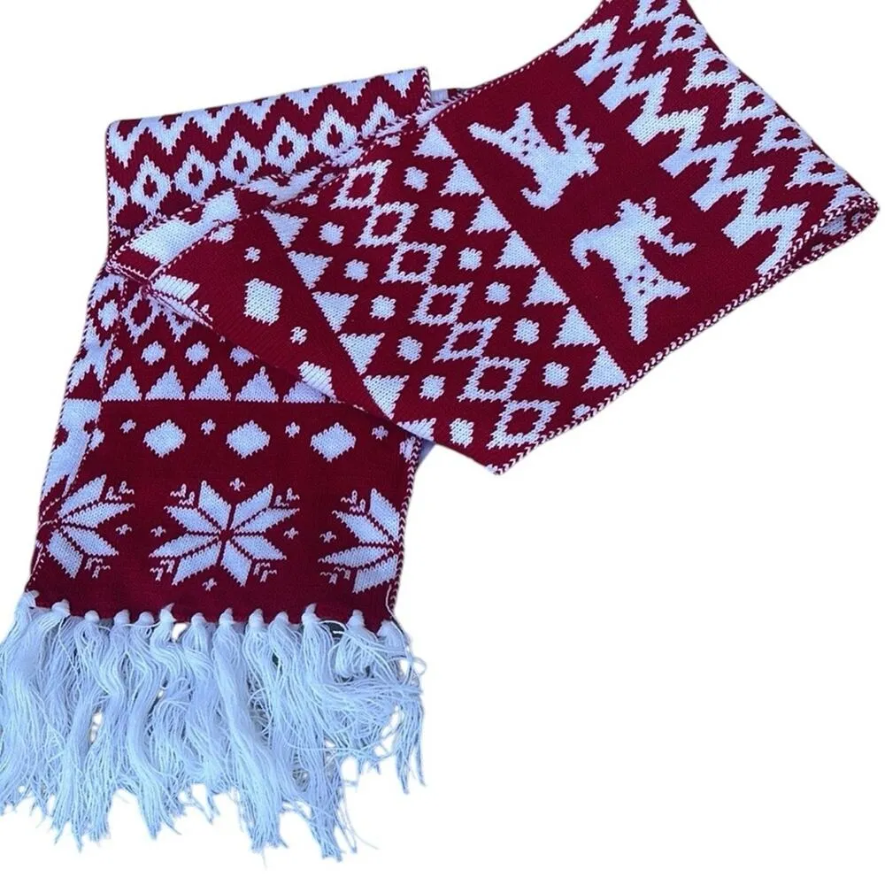 Red & White reindeer snowflake scarf - Image 6