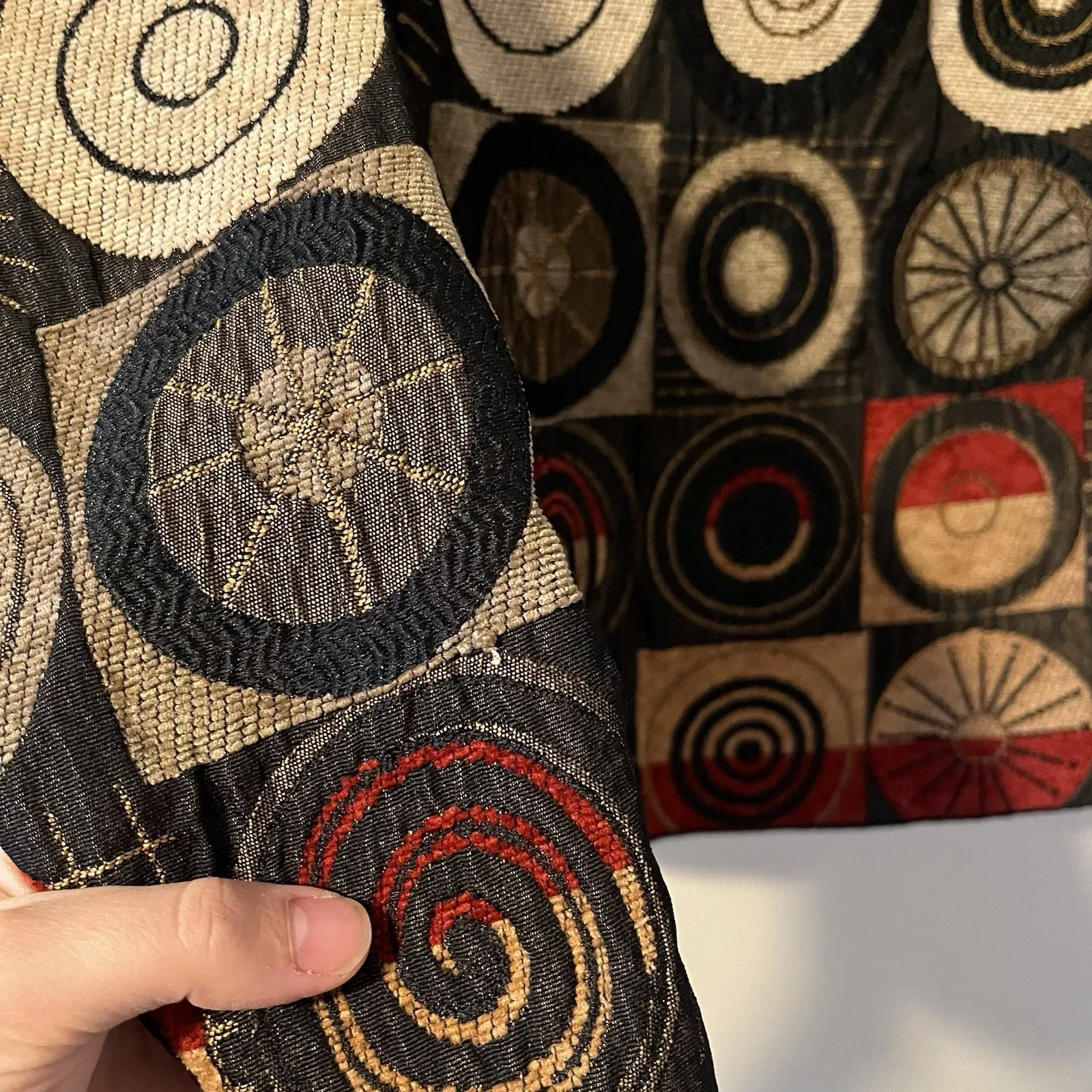 Vintage Jacket Womens S Reversible Wearable Art To Wear Button Abstract Jacquard Red - Image 8