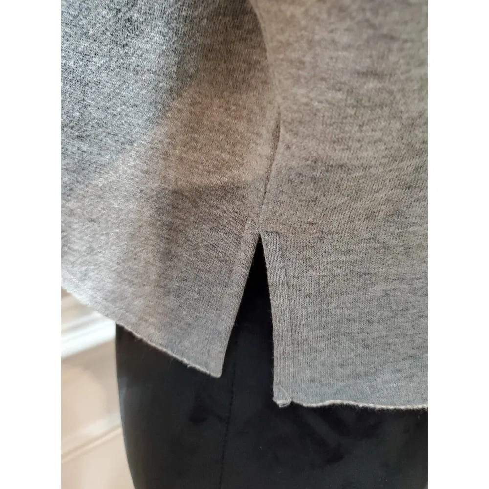 Socialite  Gray Solid Cotton Long Sleeve Cropped Crew Neck Pullover Sweater Small - Image 6