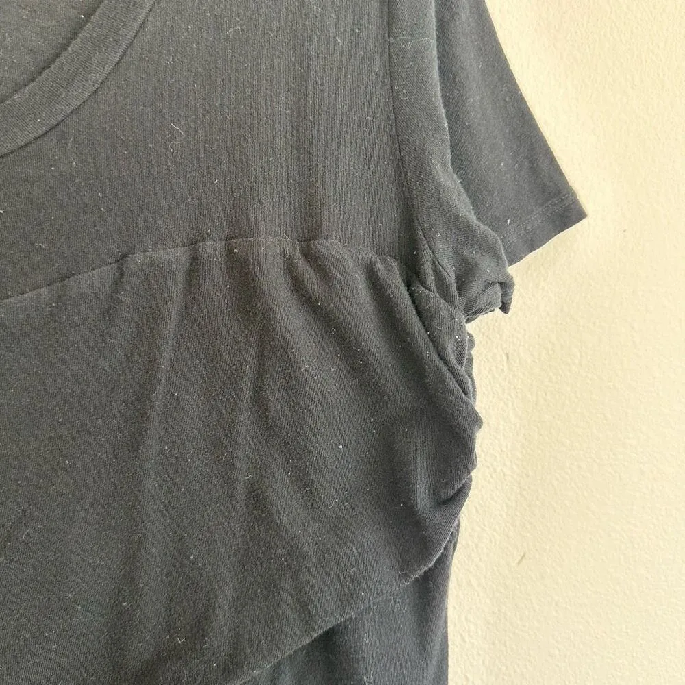 Standard James Perse Short Sleeve Dress Womens Size 4 Black Ruched Stretch Knit - Image 3