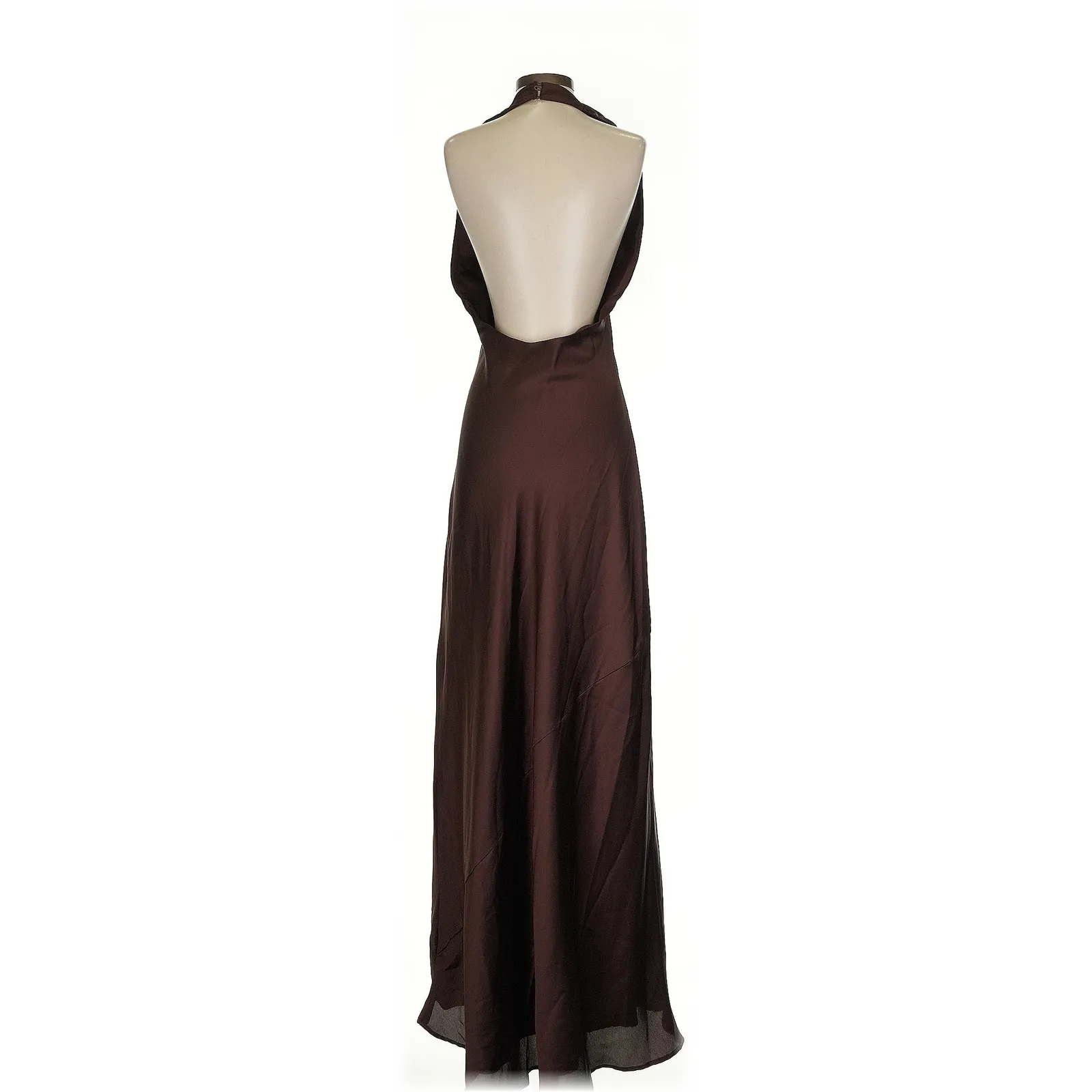 Show Me Your Mumu Jasmine Halter Maxi Dress Chocolate Luxe Satin XXS - Image 6