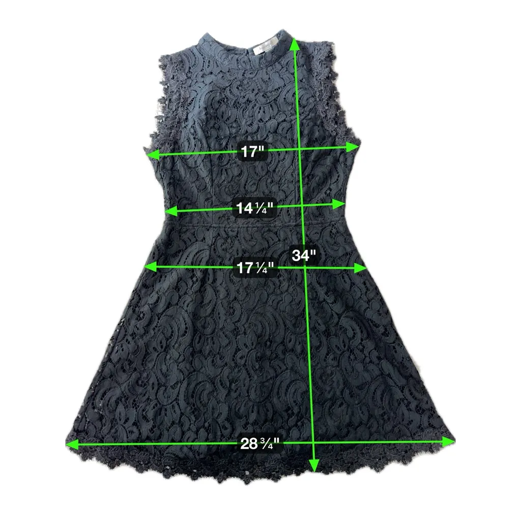 Francesca’s Black Lace Sleeveless Fit & Flare Dress Mini Dress Size Large - Image 14