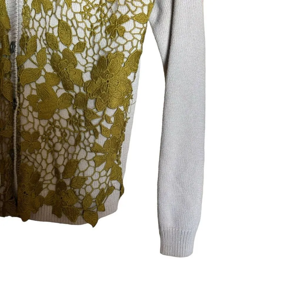 Sundance Garden Cardigan Womens XS Multicolor Floral Crochet Button Sweater - Image 5