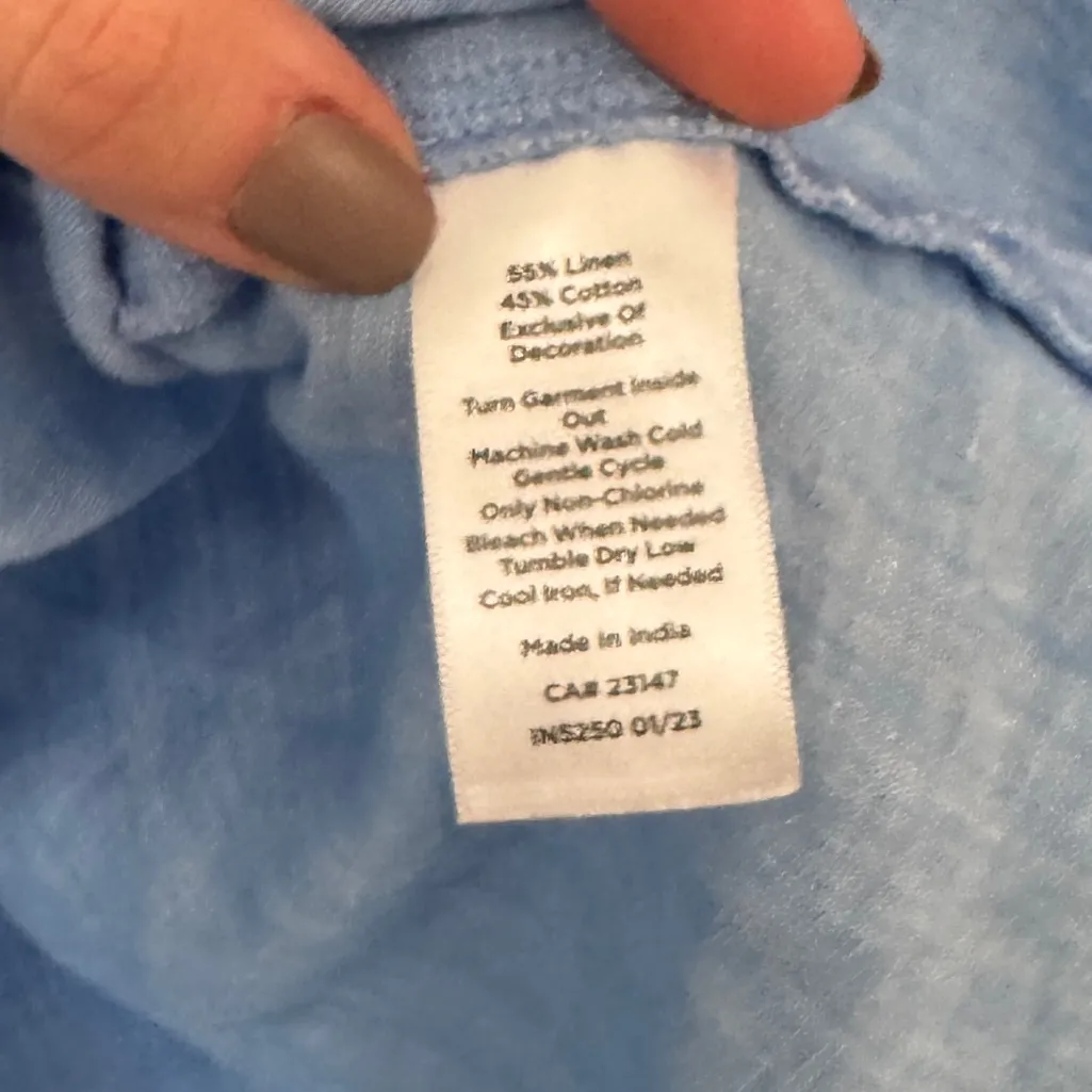 Tabolts crochet linen blouse top trim cross dye colorful bow short sleeve square - Image 8