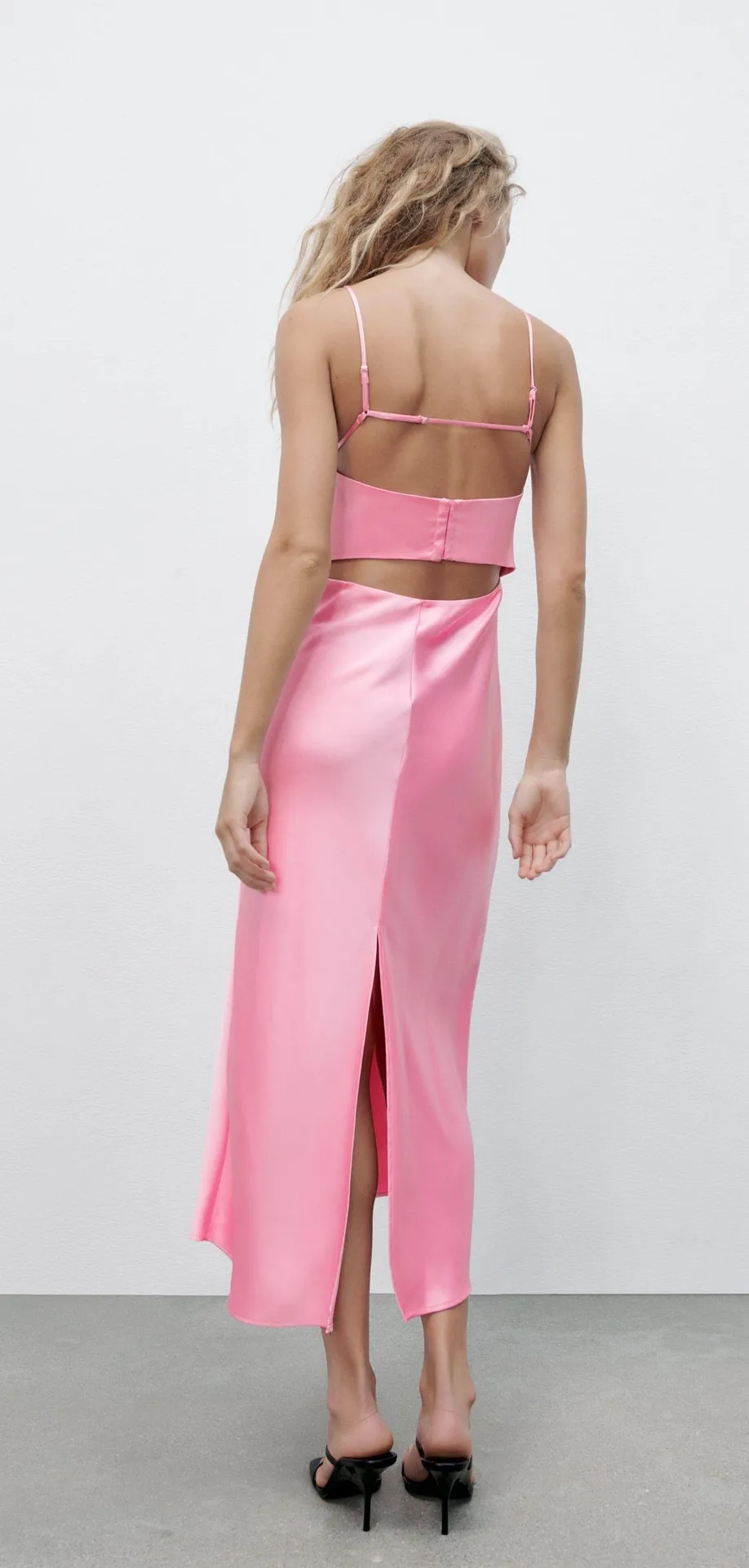 Satin Effect Cut Out Dress Zara