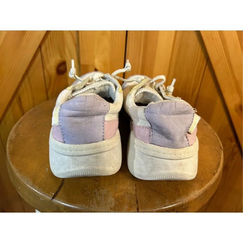 Roxy Womens Charlie Sneakers Sz 8 White Blue Pastel Fabric Lace Up Casual Shoes - Image 4