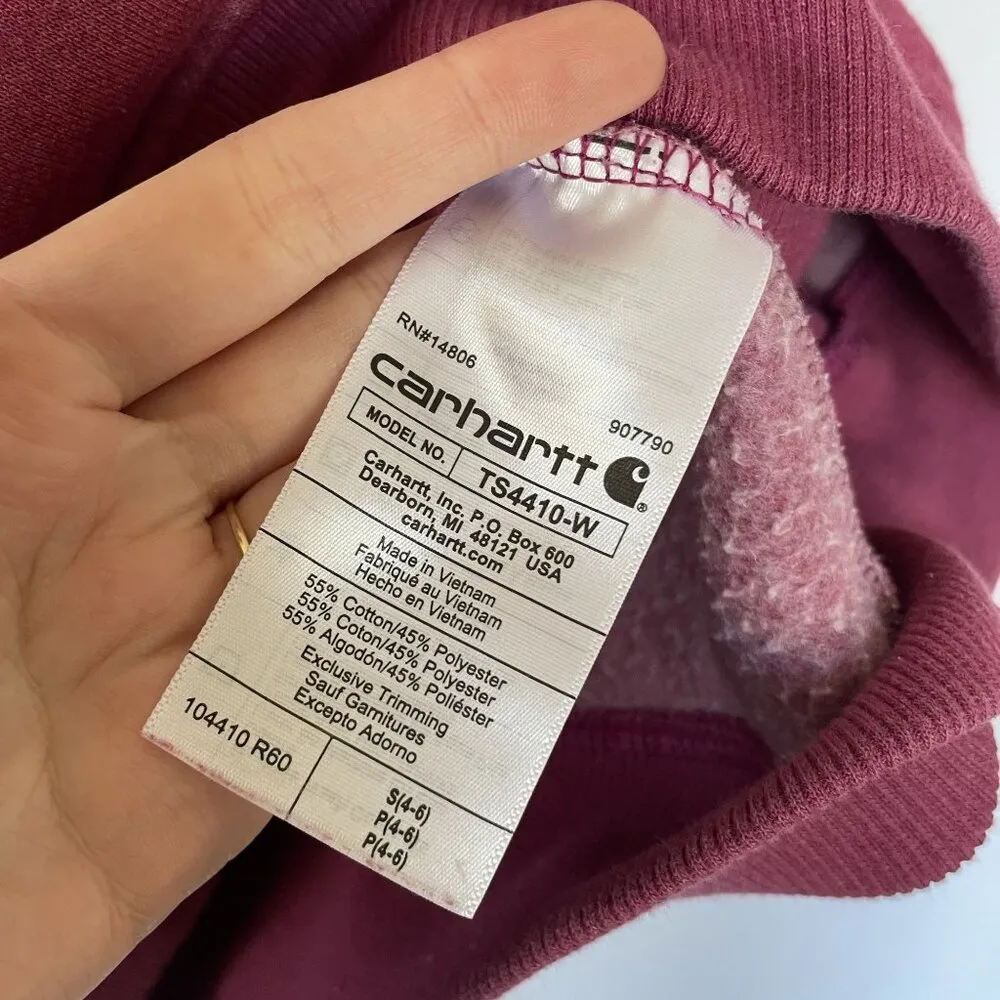 Carhartt relaxed fit women's size S pink crewneck sweater casual warm magenta - Image 6