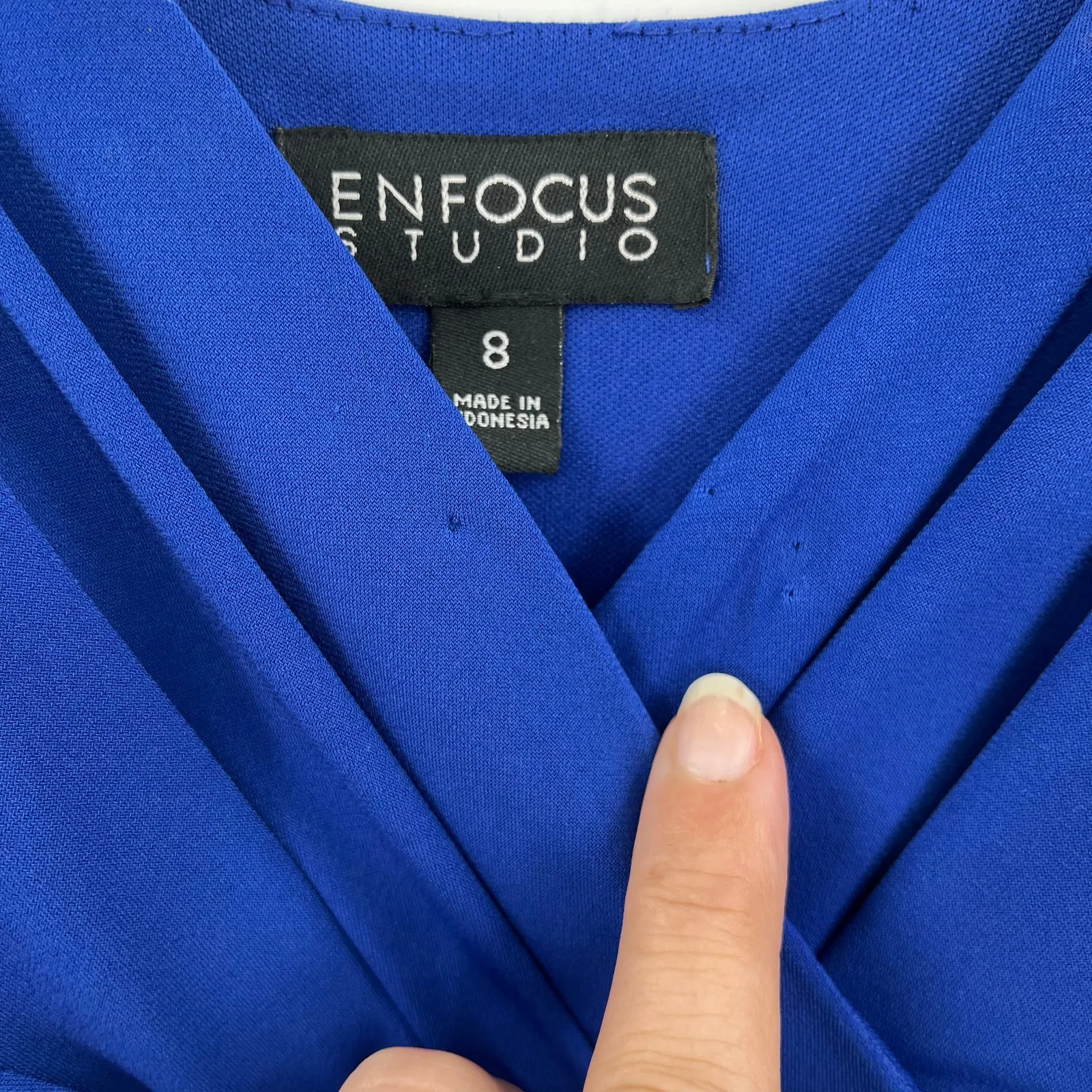 Enfocus Studio Y2K Bandage Dress Sz 8 Lace Holiday Cobalt DateBabydoll Deep V Blue - Image 7