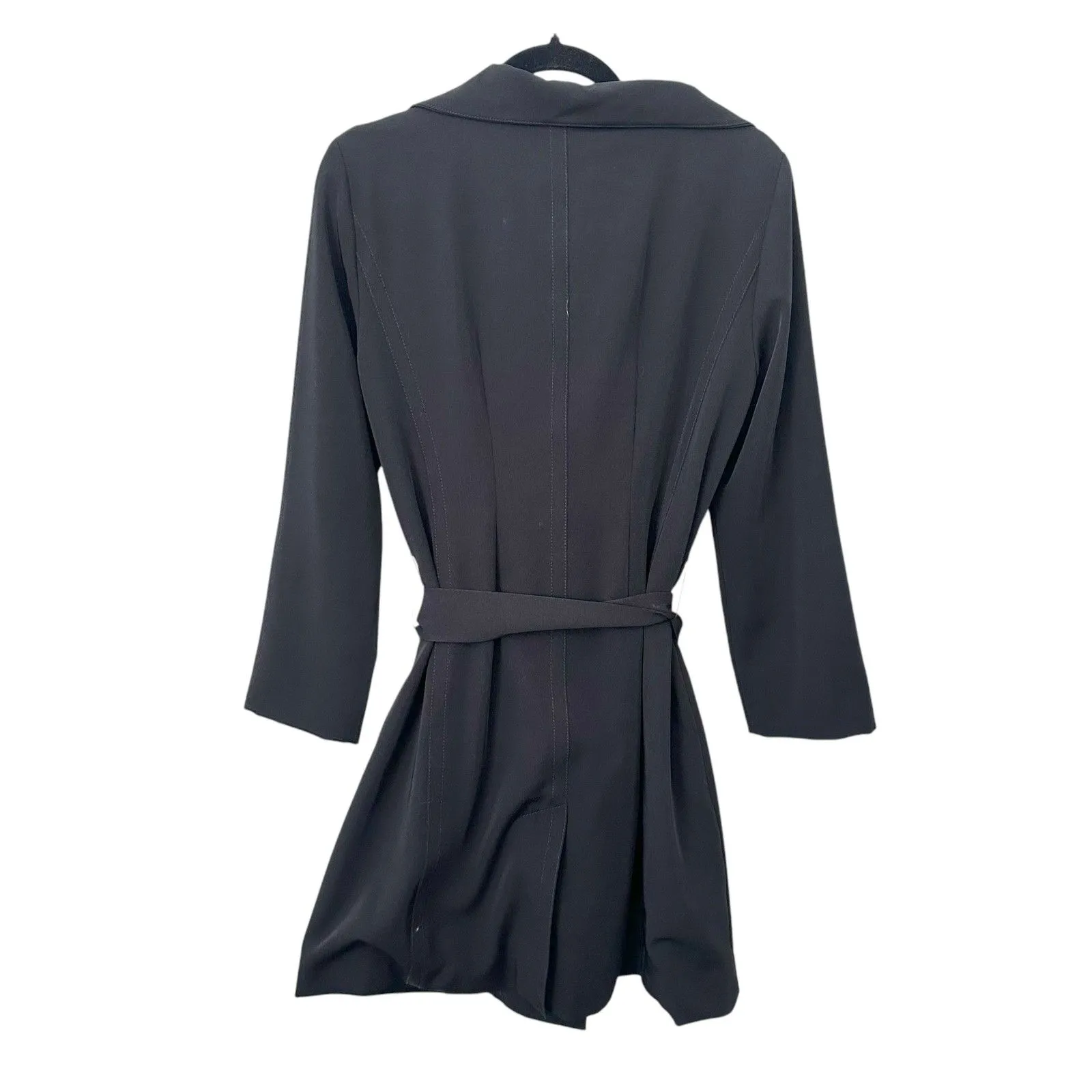 EILEEN FISHER Belted‎ Button Up Jacket Black Small - Image 2