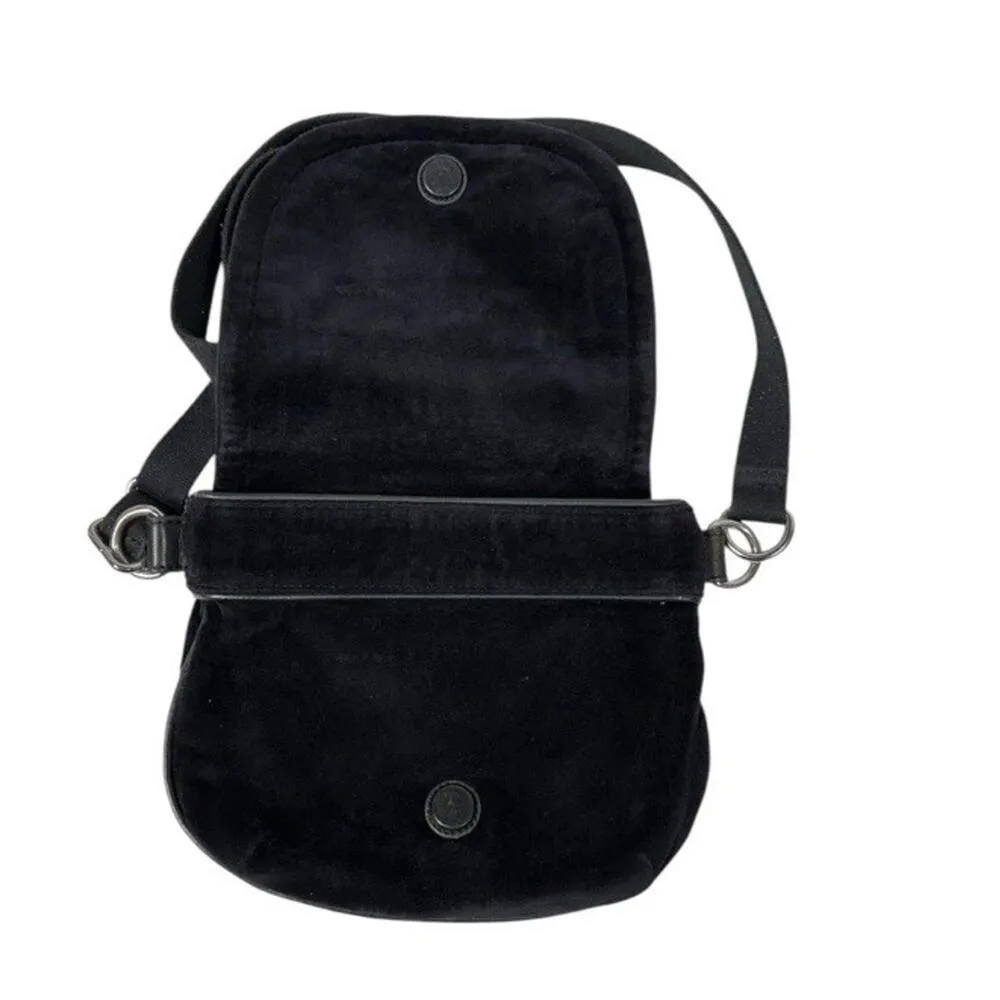 Vintage Juicy Couture Black Velour Crossbody Bag Purse Bow Charm Logo Rare Y2K - Image 12
