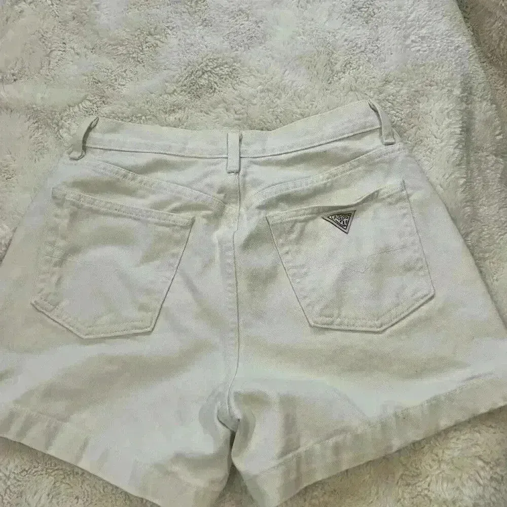 Vtg Guess Jean Shorts Size 30 90s High Waisted White‎ Denim Mom Made In USA - Image 7