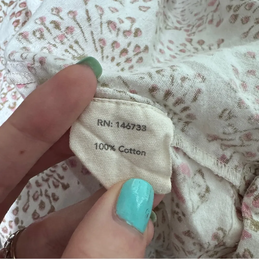 Mirth Belem Peacock Top Handmade Cotton India Medium Boho Puff Sleeve - Image 8