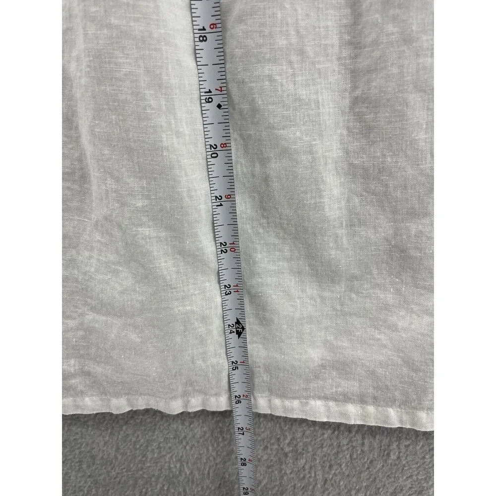 LOFT Ann Taylor Women's Blouse Sleeveless Embroidered Trim White Sz Large Linen - Image 13