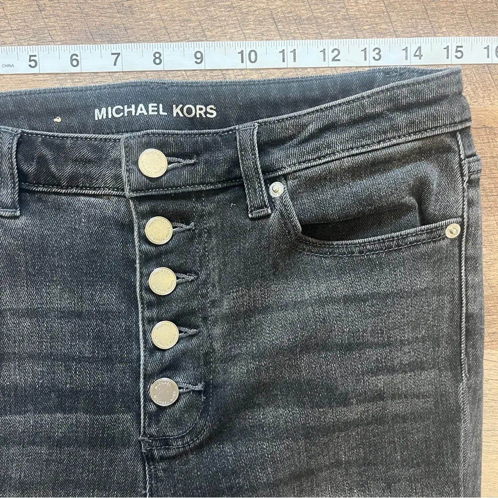 Michael Kors Selma Flare Black Jeans Womens Size 8 Buttonfly High Rise Festival - Image 6