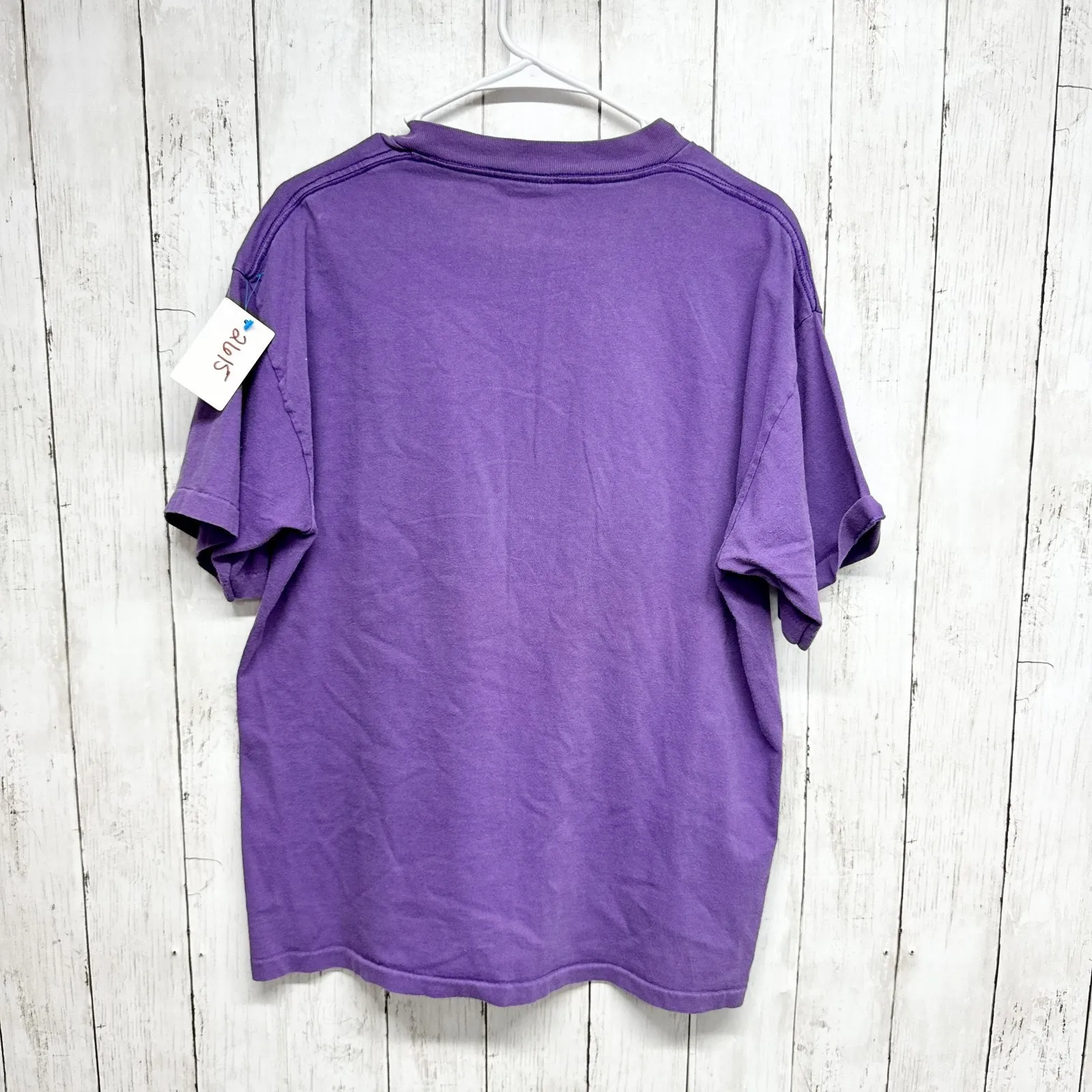 Vtg Top Unisex Sz Large Purple Virginia Embossed Crewneck Short Sleeve Tee Shirt - Image 6