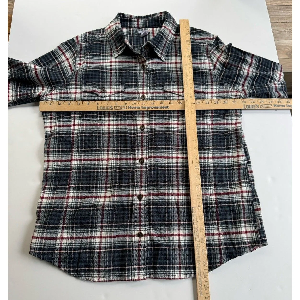Carhartt Top Flannel Shirt Button Up Long Sleeve Size L 12-14 Pocket Cotton - Image 7