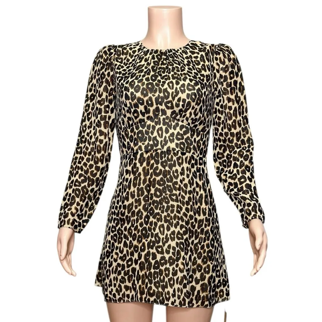 REFORMATION Laken Mini Dress, Leopard Print, 4 (US) - Image 5
