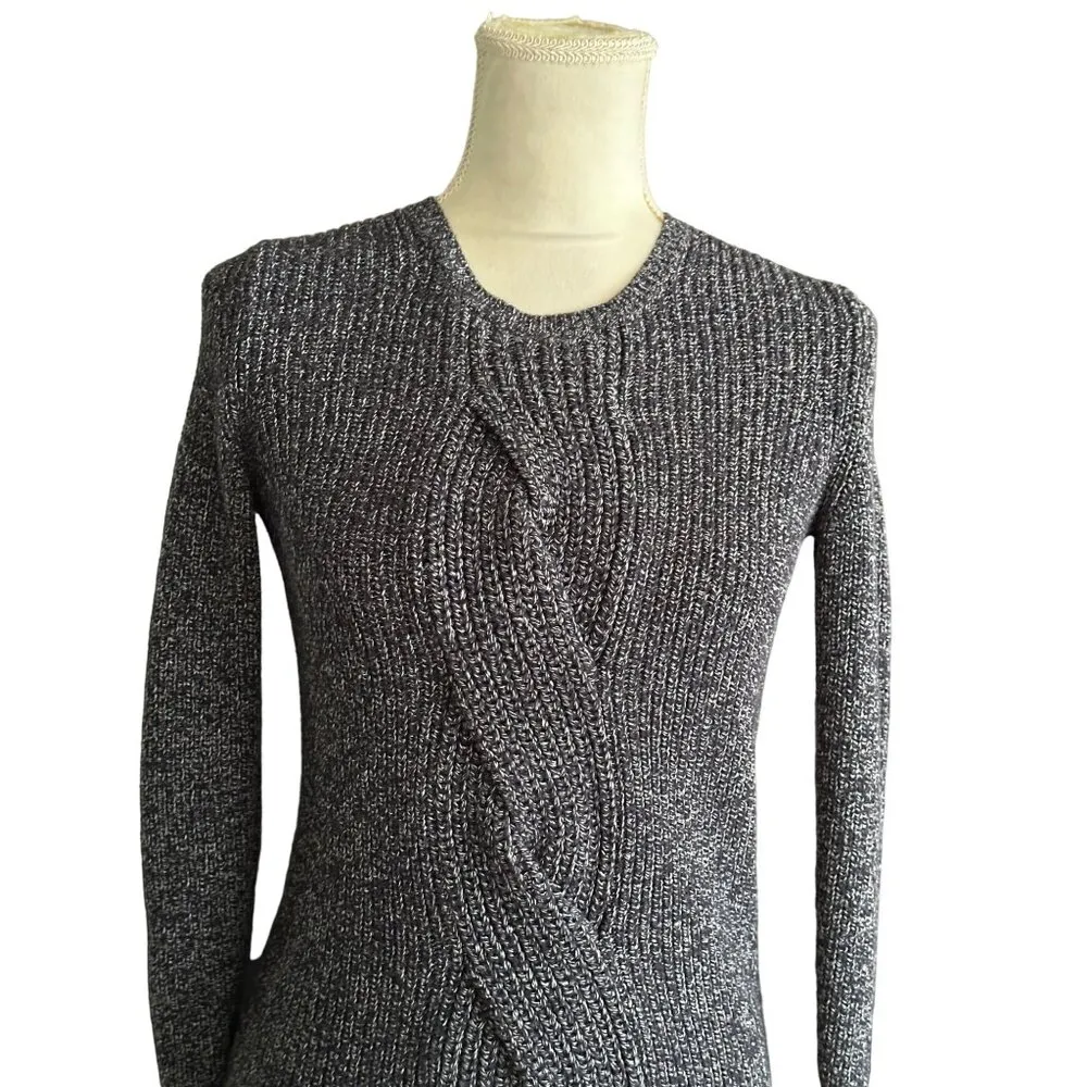 Talbots Petite Cable Twist Knit Sweater Long Sleeve Ribbed Gray Size P - Image 4