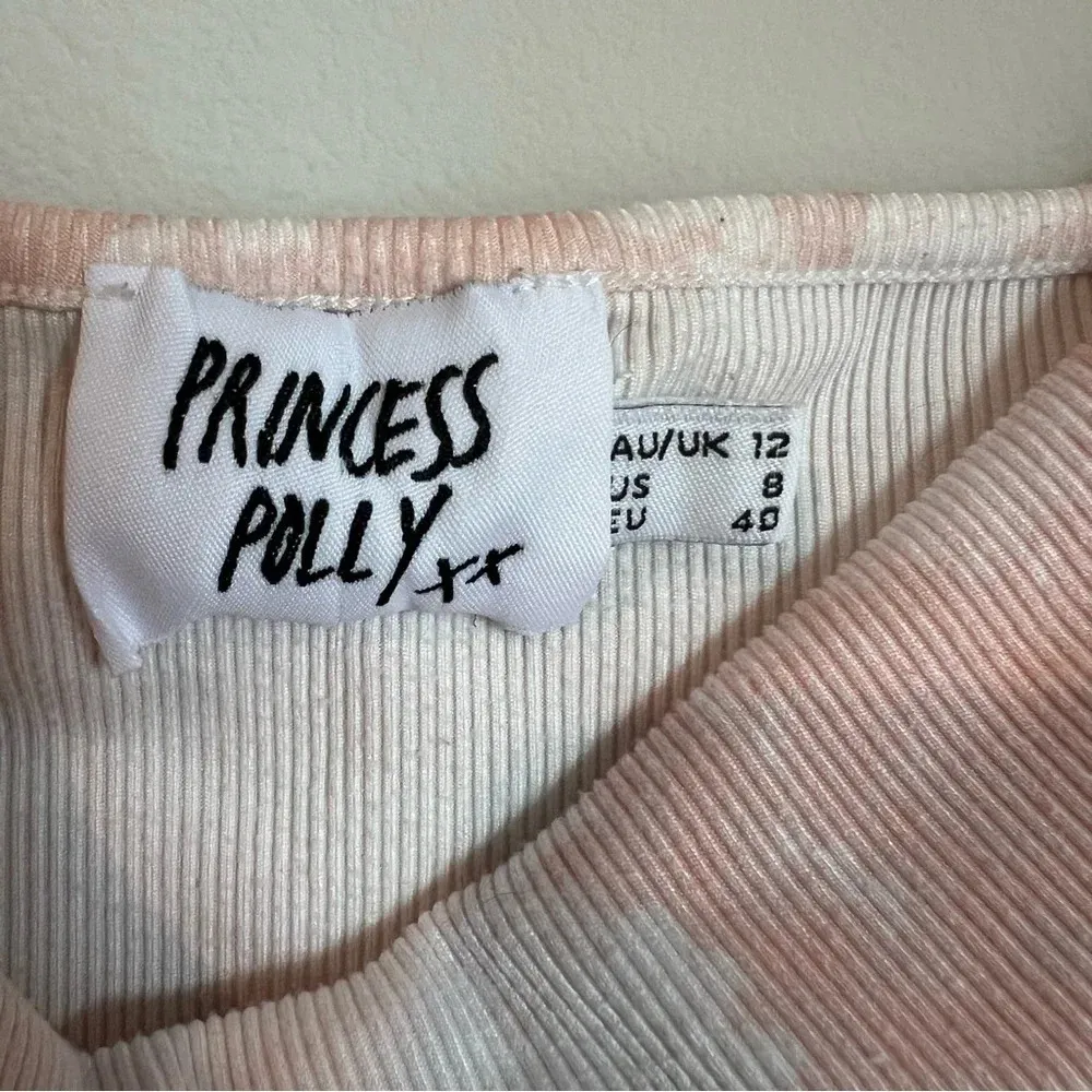 Princess Polly Women's Ribbed Crop Top  Pink White Camo Cowl Neck Summer  Size 8 - Image 8