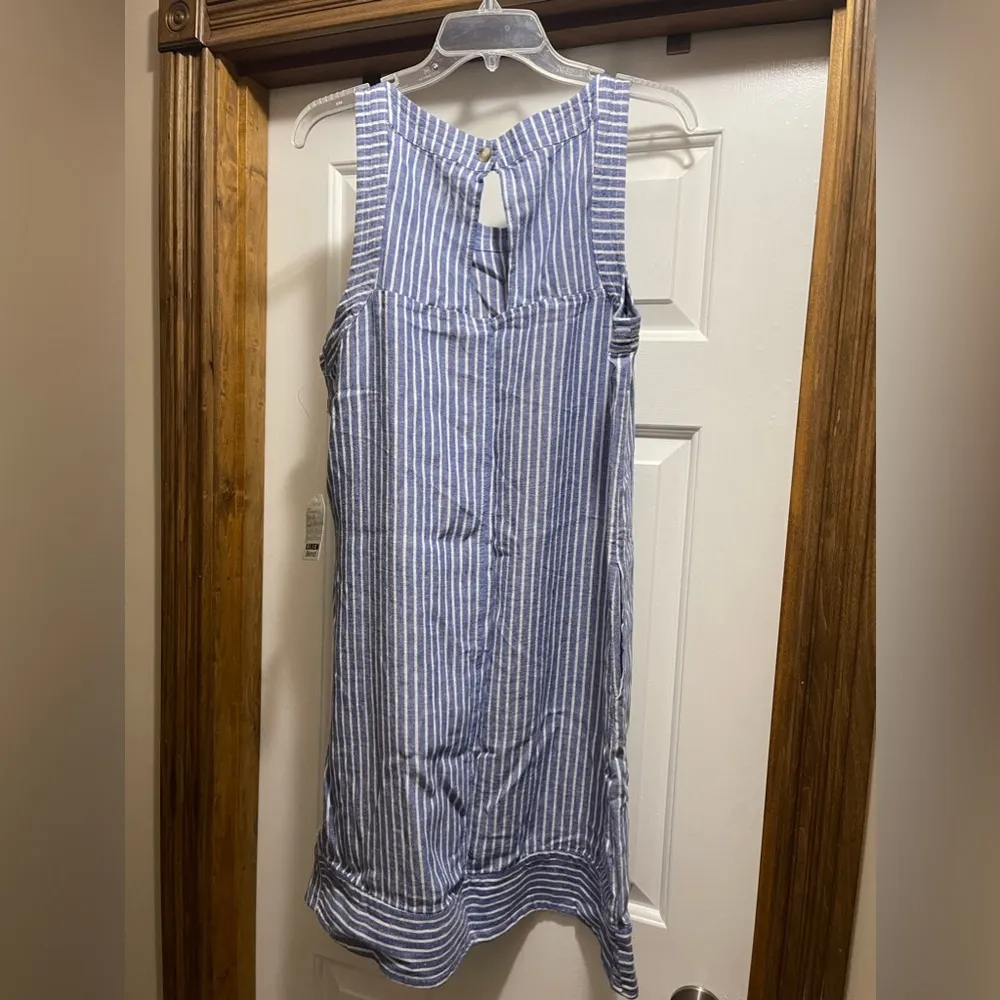 For Cynthia blue and white stripe dress with button detail down the side XL OBO - Image 2