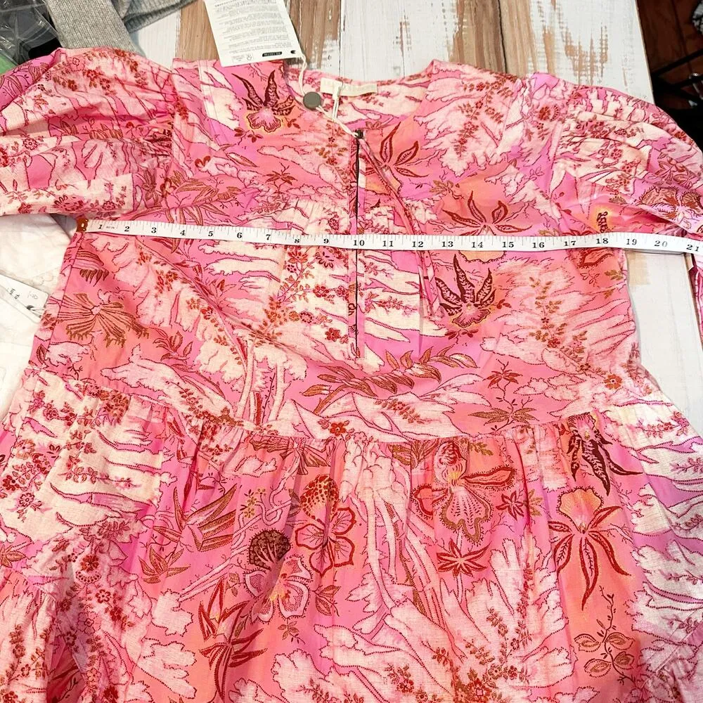 Ulla Johnson Leiko Ruffled Tiered Floral Print Poplin Mini Dress Camellia Size 0 - Image 10