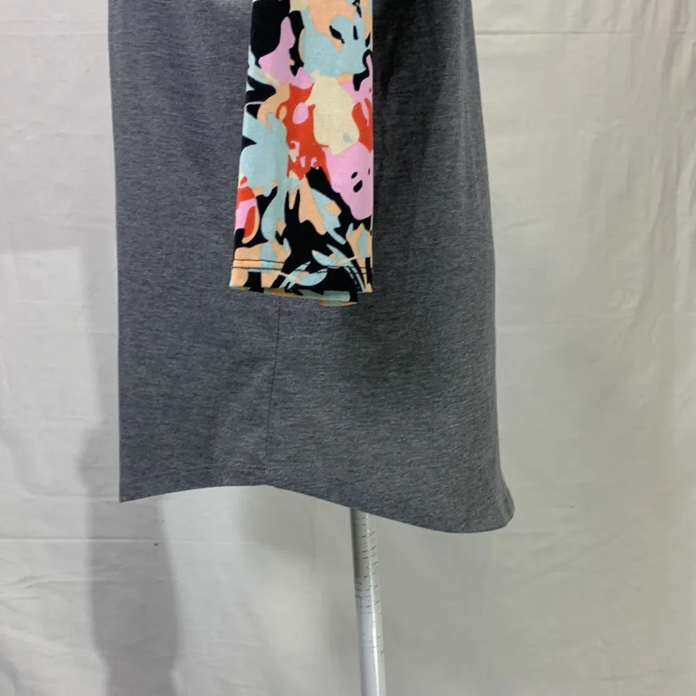 Simply Comfortable 3/4 Floral Print Sleeve Solid Gray Size XXL - Image 6
