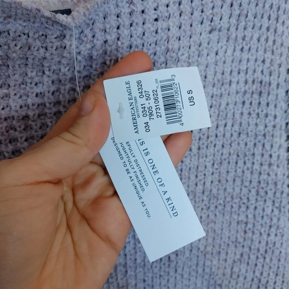 American Eagle Light Purple NWT NEW Distressed Top Sweater Size Small Soft - Image 7