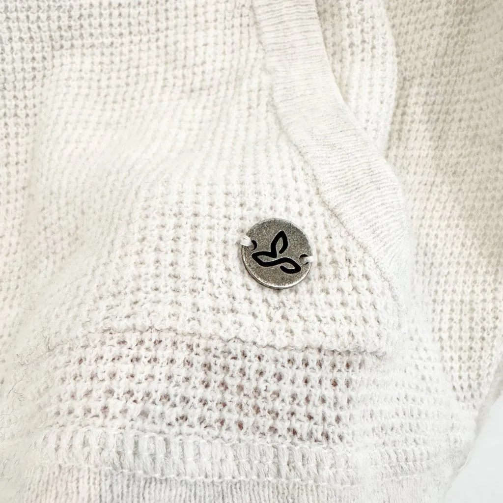 Prana Milani Popover Waffle Knit Hoodie Light Gray Outdoors Hiking Casual Small - Image 5