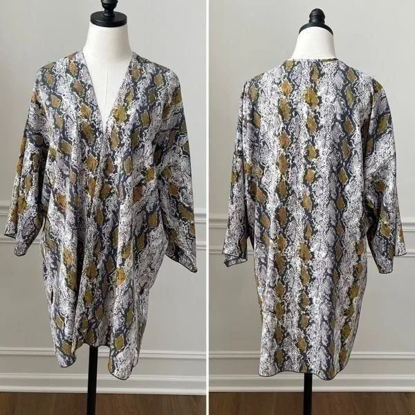 Allison Joy Ali Snake Kimono Grey Yellow M L - Image 10