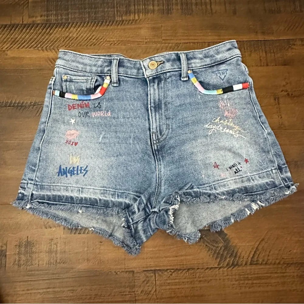 Guess Denim Shorts Claudia High Rise Shorts Women Size 28‎ - Image 9