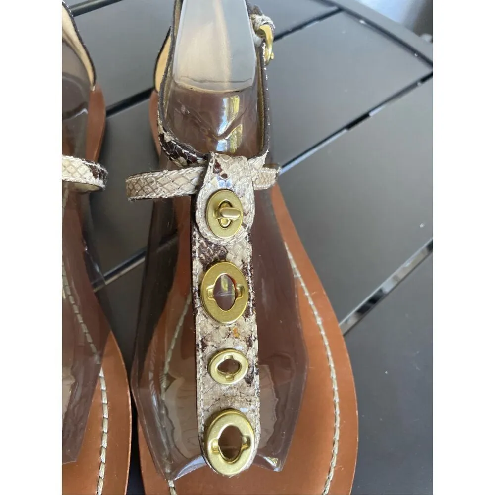 NWT Coach Sieannah Snake  Print Leather Thong sandals 11B - Image 3