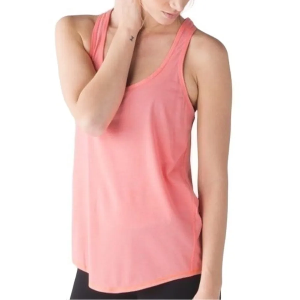 Lululemon 4 Heathered Very Light Flare Orange Salute the Sun Singlet II Tank Top - Image 4