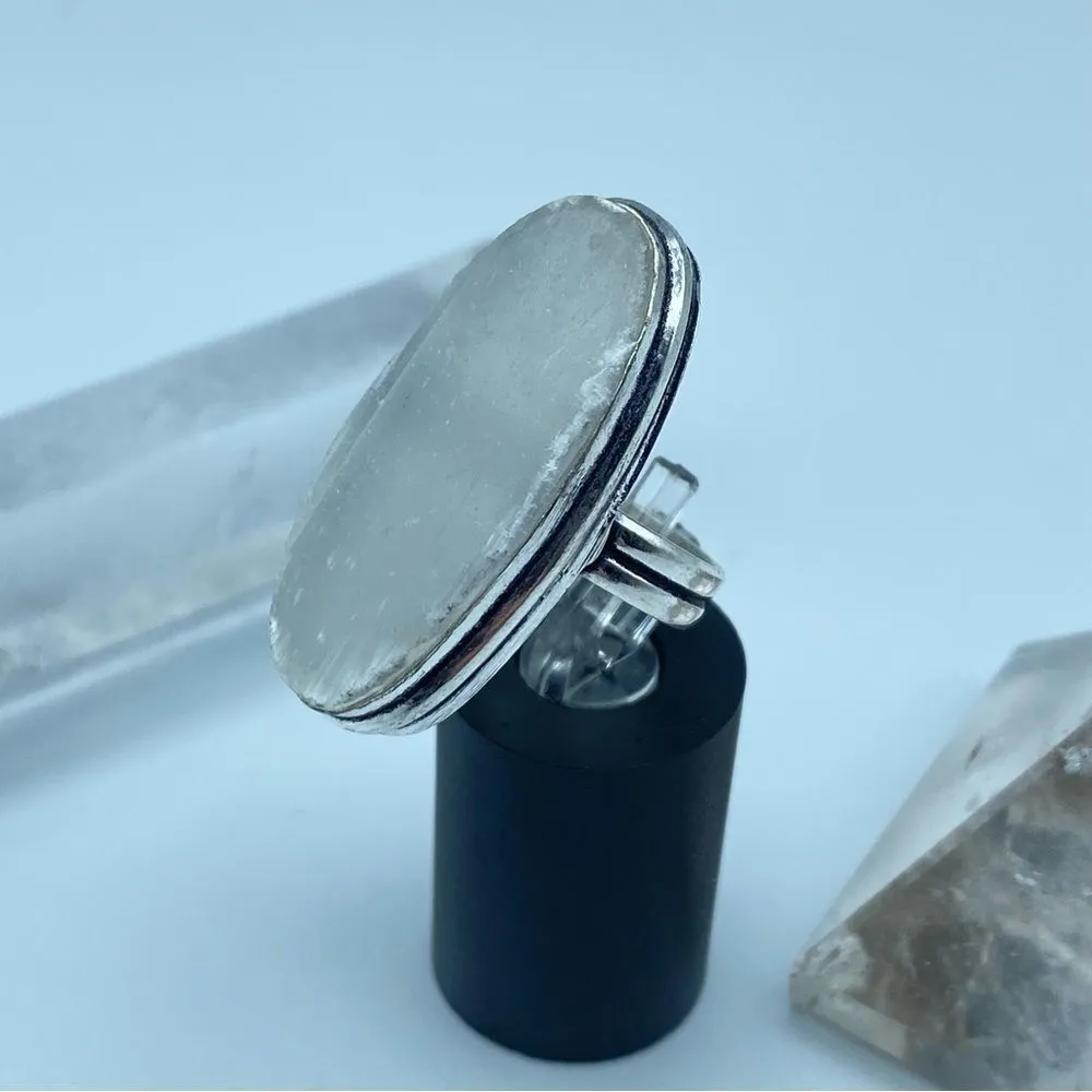 Selenite Sterling Silver Ring Size 5.5 - Image 3