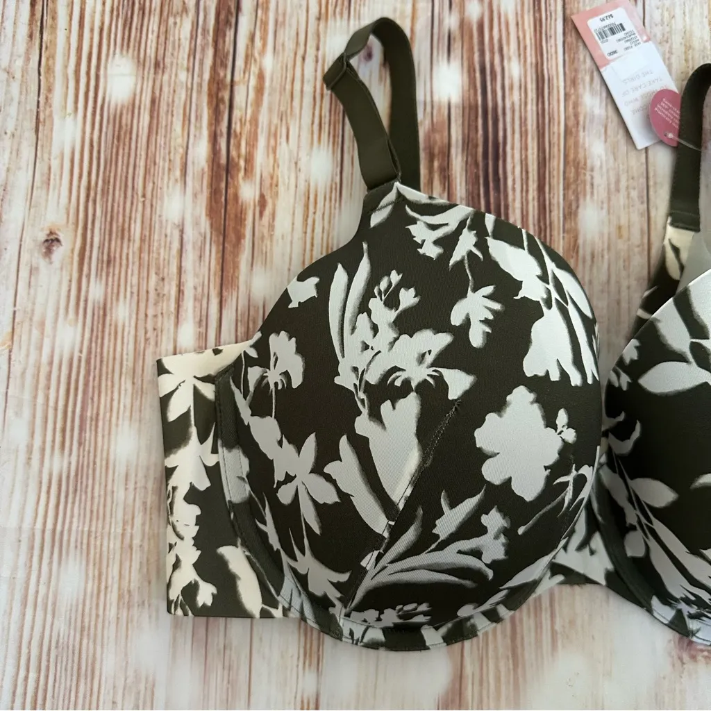 Cacique Green Floral Print Totally Smooth Lightly Lined Full Coverage Bra 38DD - Image 5
