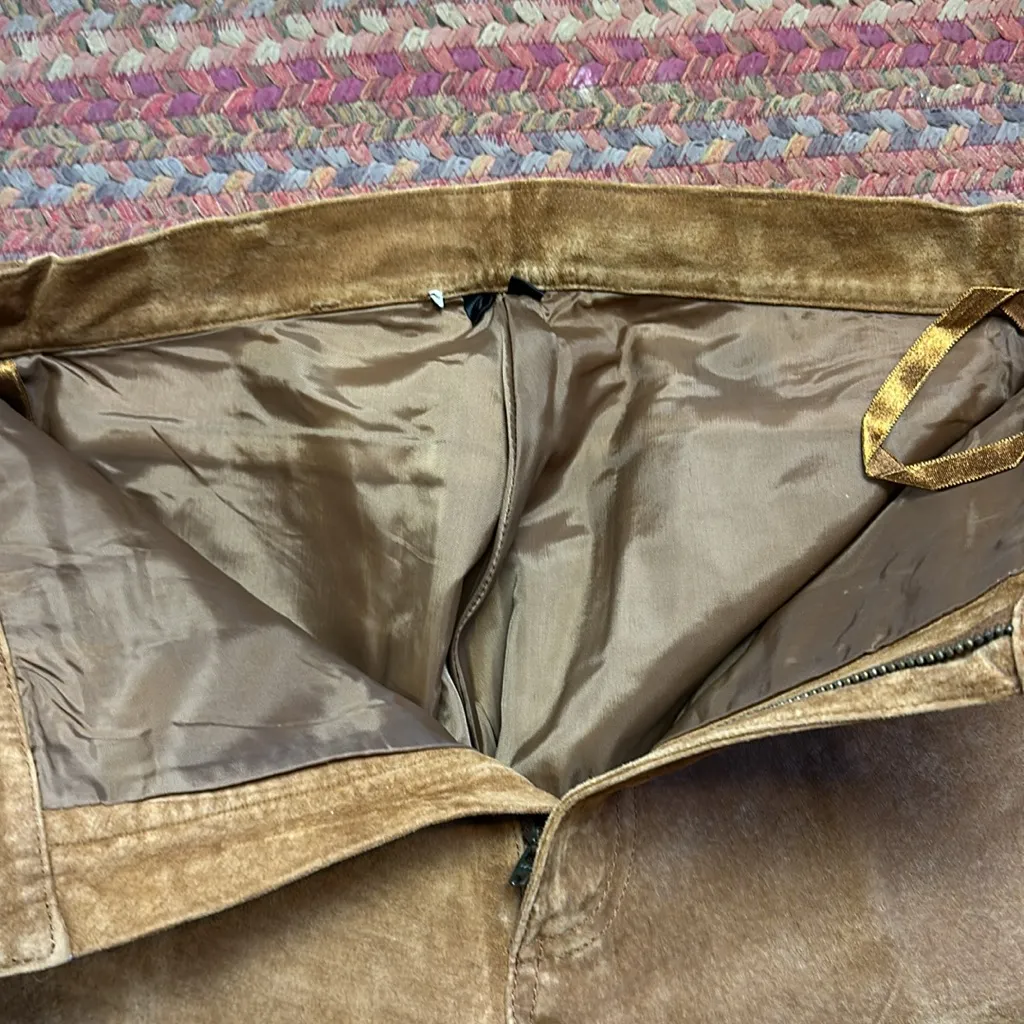 VTG BROWN SUEDE LEATHER WRANGLER HIGH RISE WESTERN PANTS RARE FIND Tan - Image 5
